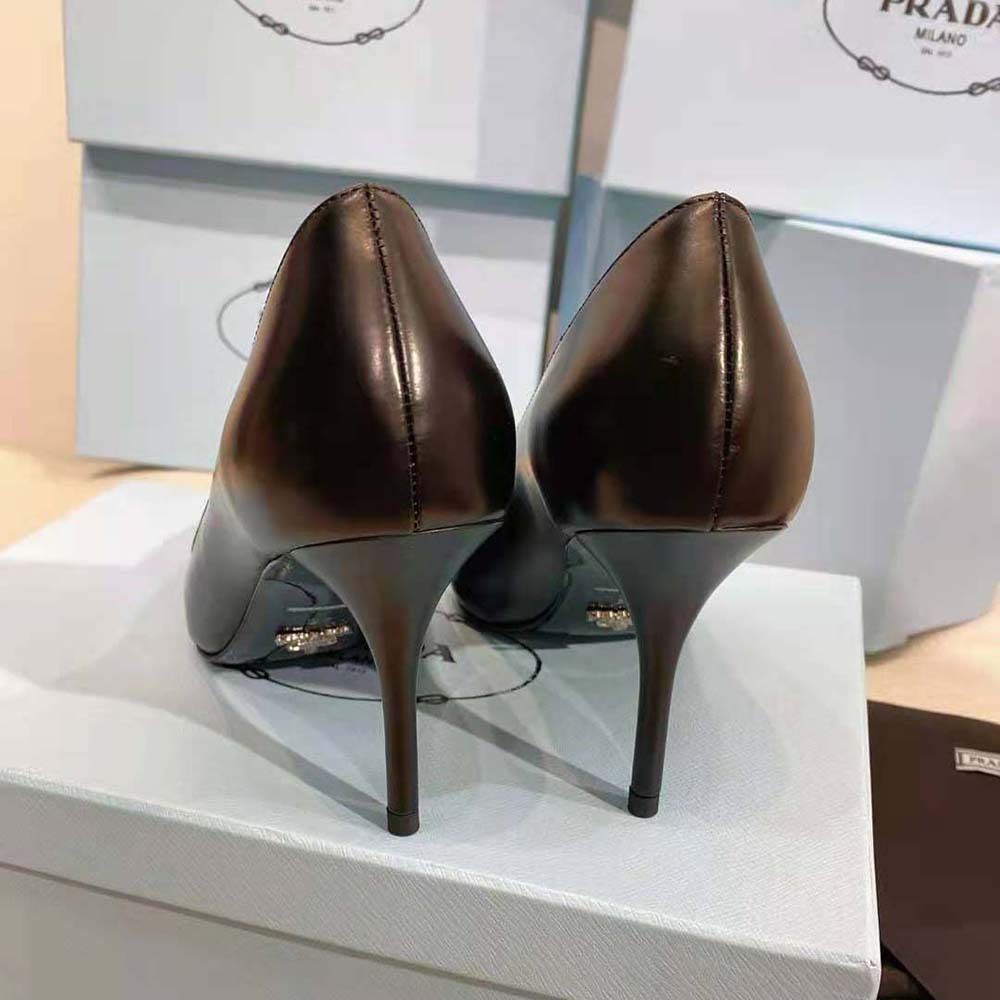 Prada Women Brushed Leather Pumps-Black - image 9