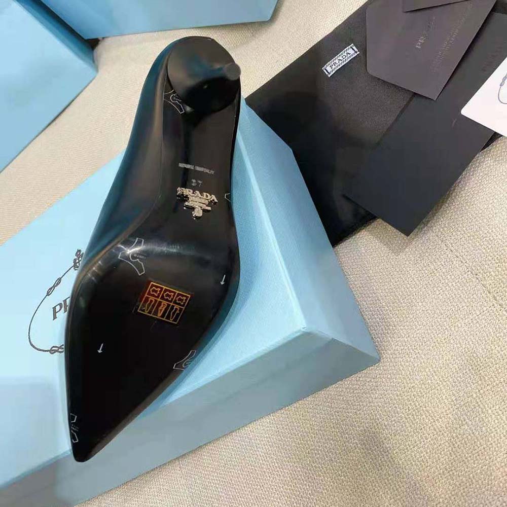 Prada Women Brushed Leather Pumps-Black - image 10