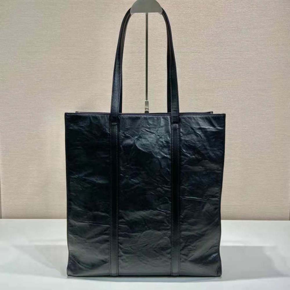 Prada Women Medium Antiqued Nappa Leather Tote Bag-Black - image 4