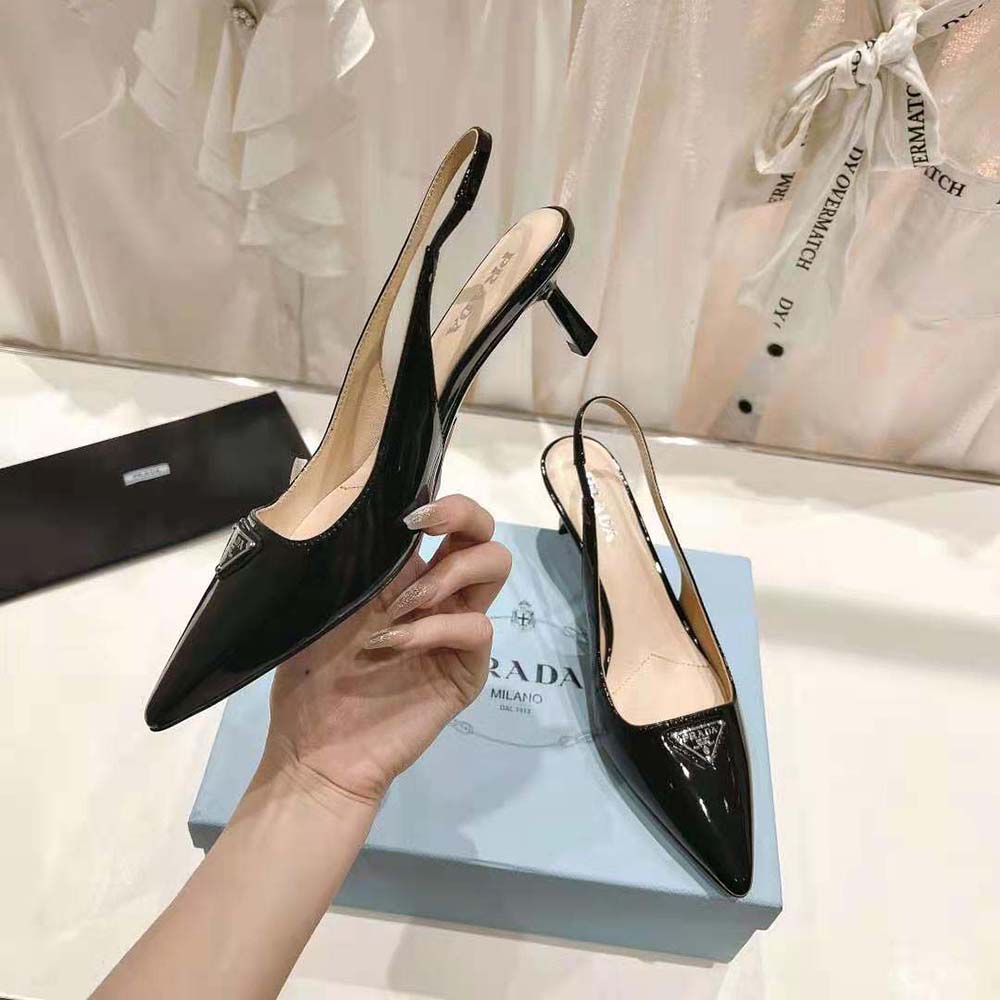 Prada Women Patent-Leather Slingback Pumps-Black - image 4