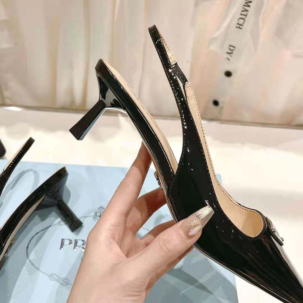 Prada Women Patent-Leather Slingback Pumps-Black - image 7