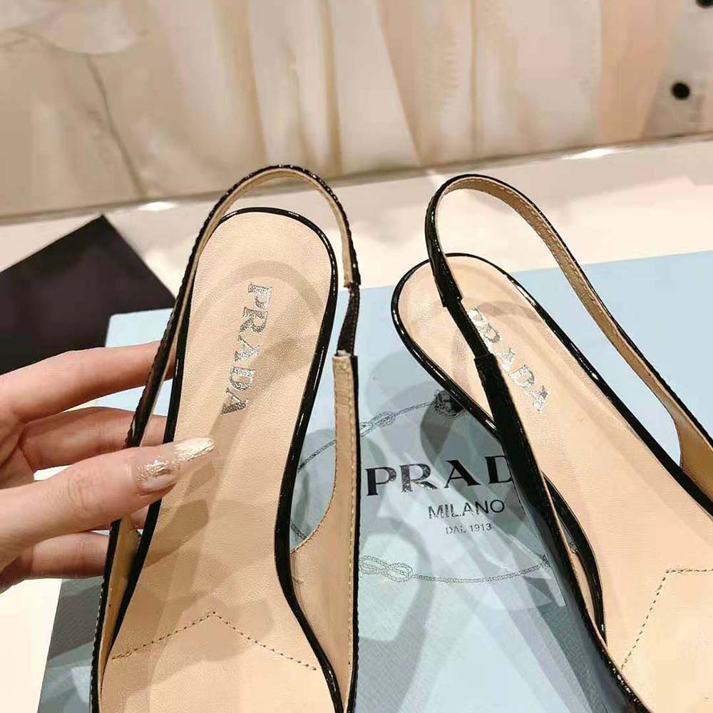 Prada Women Patent-Leather Slingback Pumps-Black - image 9