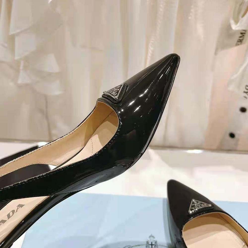 Prada Women Patent-Leather Slingback Pumps-Black - image 8