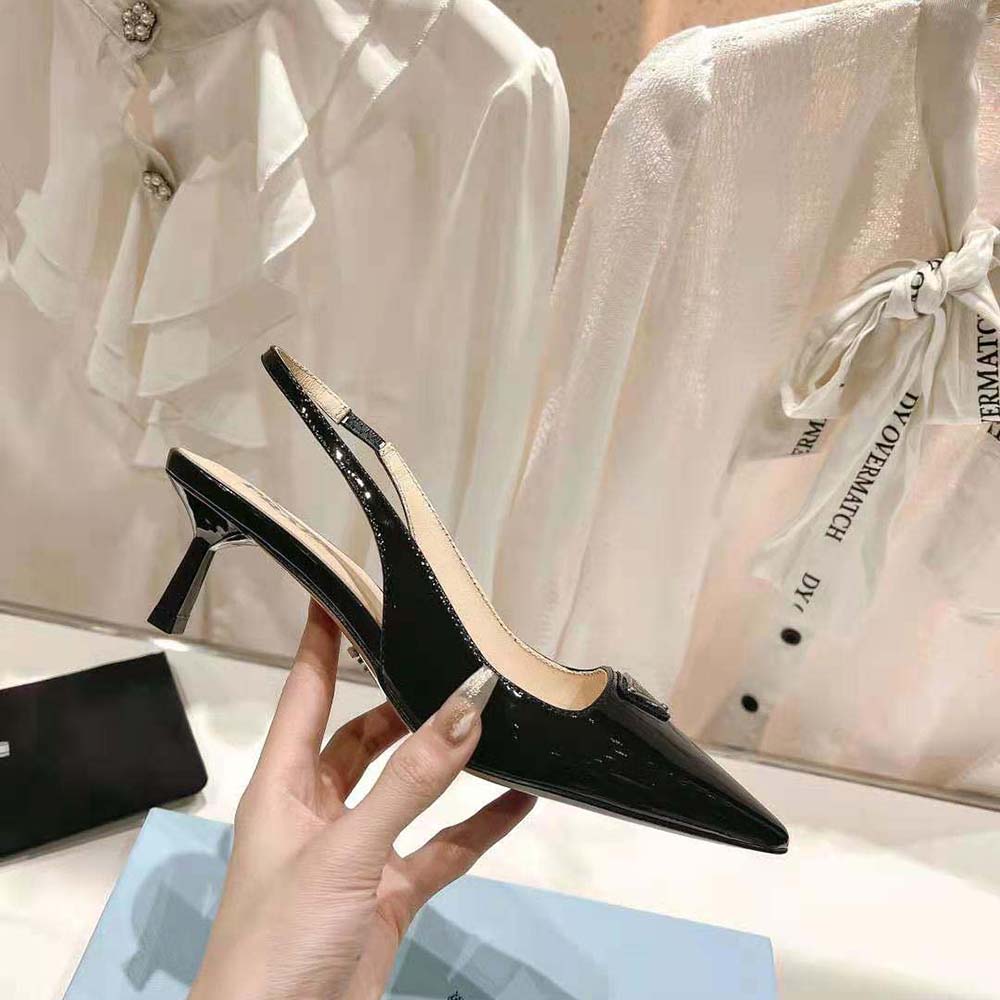 Prada Women Patent-Leather Slingback Pumps-Black - image 6