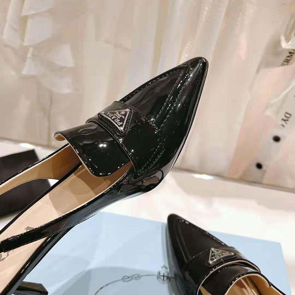 Prada Women Patent Leather Slingbacks-Black - image 7
