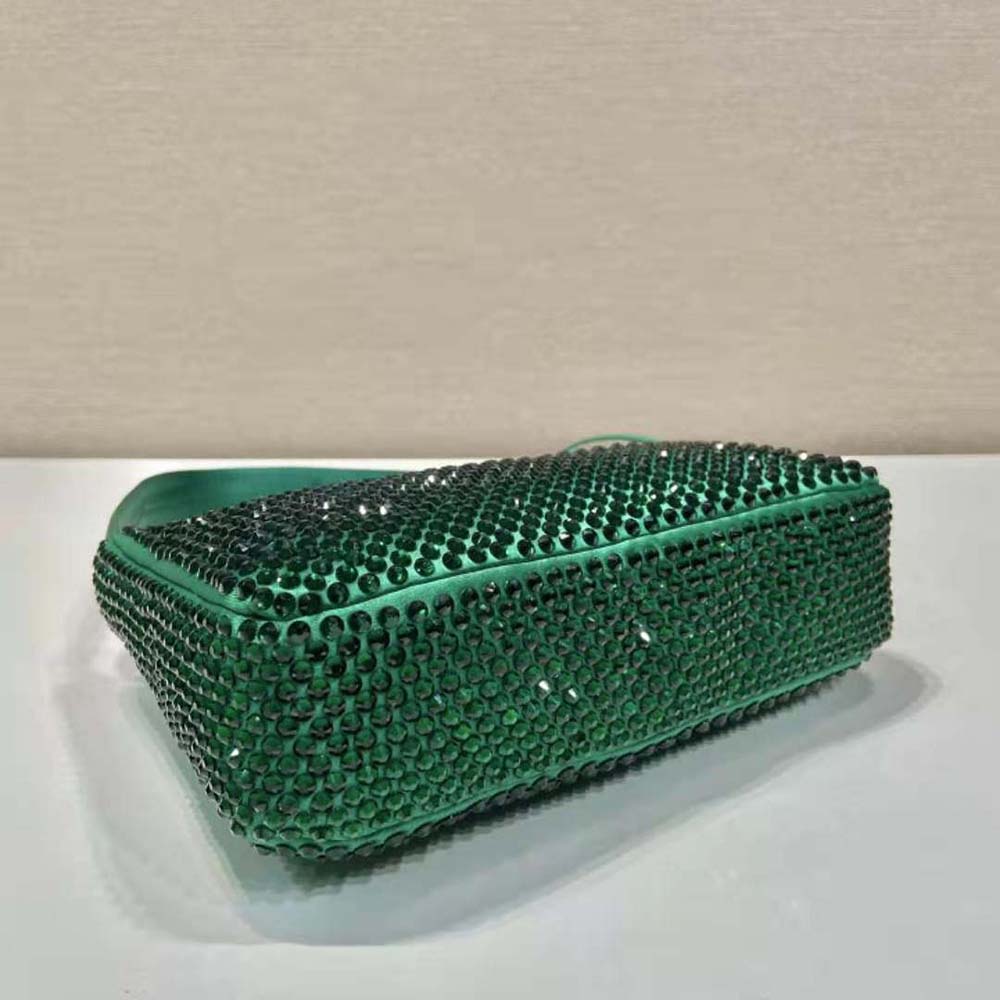 Prada Women Satin Mini-Bag with Crystals-Green - image 8