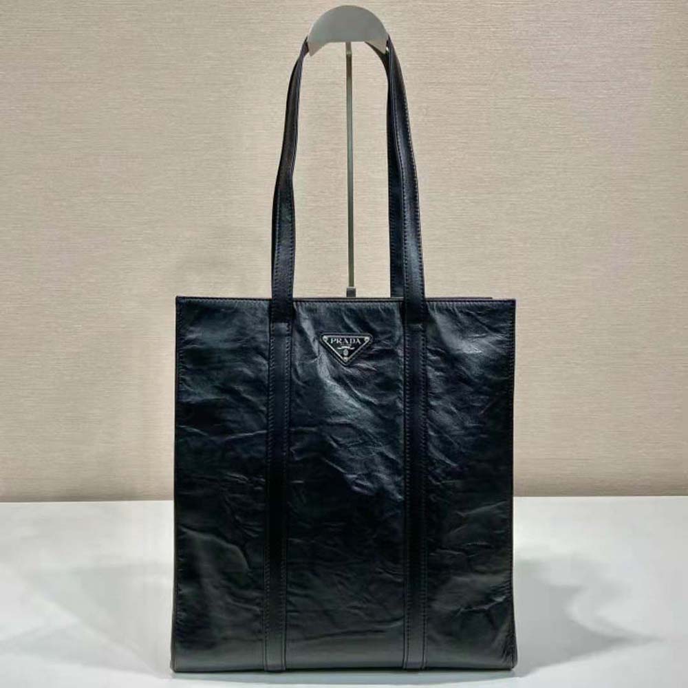 Prada Women Small Antique Nappa Leather Tote-Black - image 5