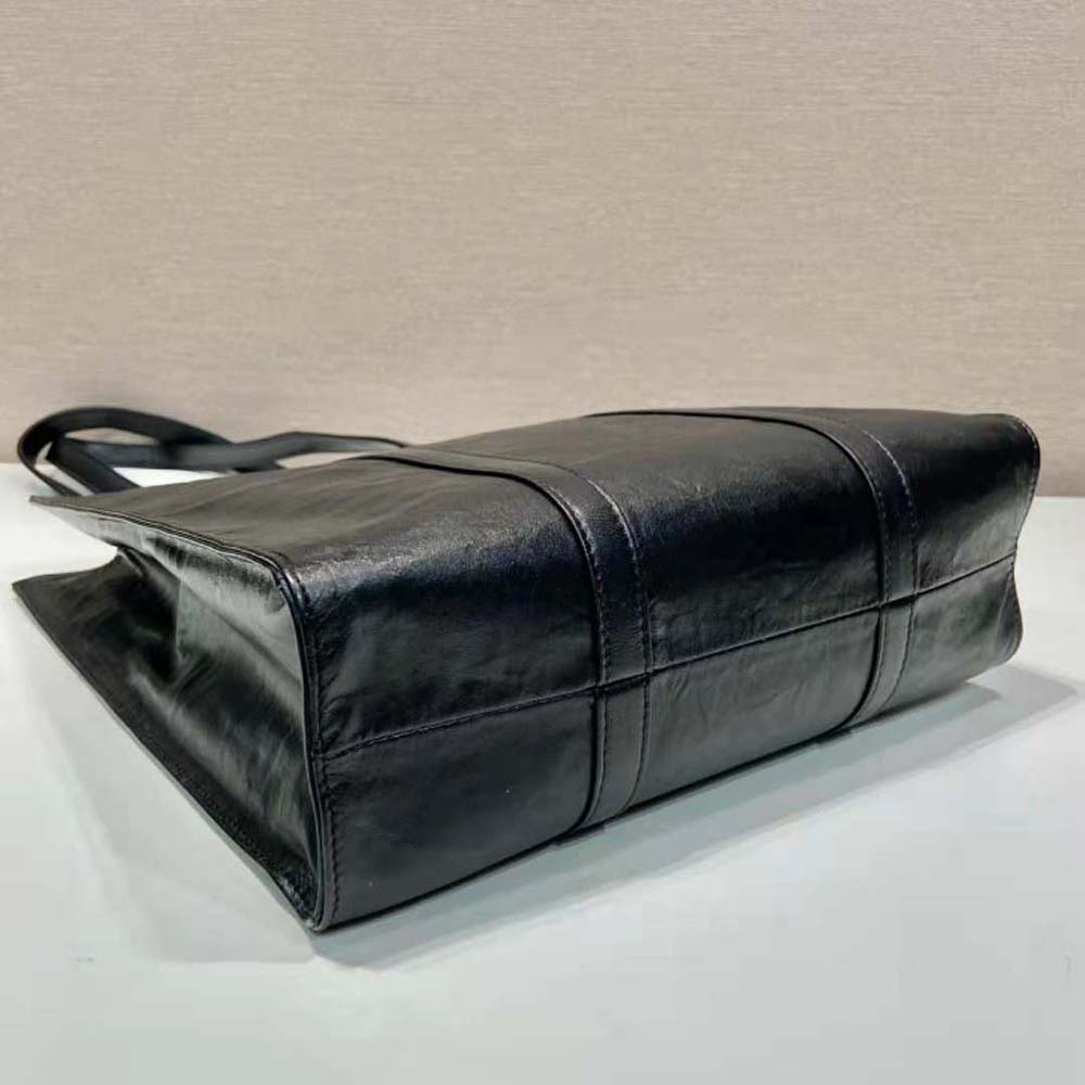 Prada Women Small Antique Nappa Leather Tote-Black - image 9