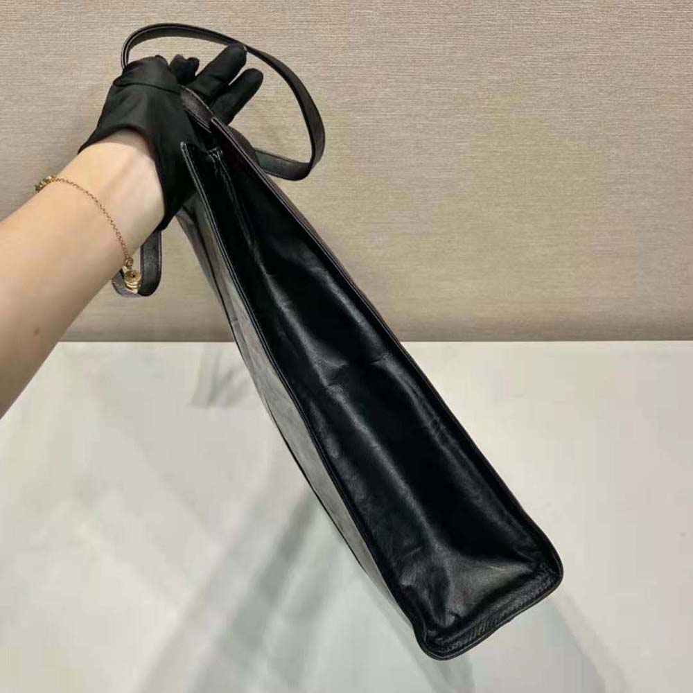 Prada Women Small Antique Nappa Leather Tote-Black - image 8