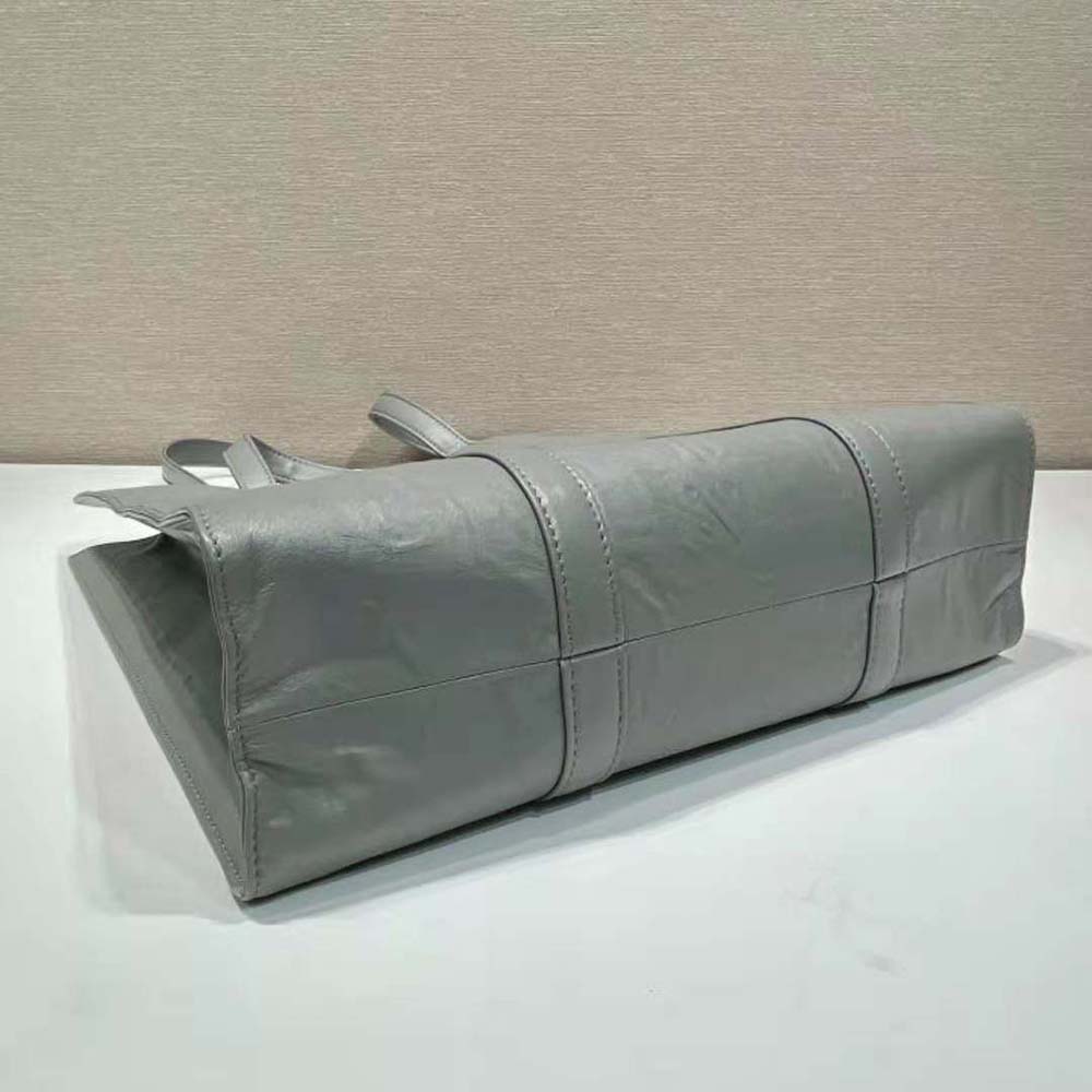 Prada Women Small Antique Nappa Leather Tote-Gray - image 8