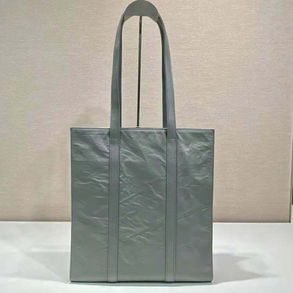 Prada Women Small Antique Nappa Leather Tote-Gray - image 4