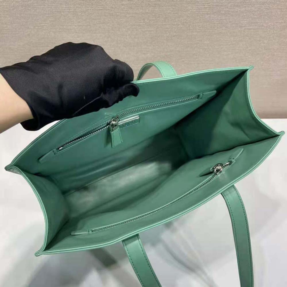 Prada Women Small Antique Nappa Leather Tote-Green - image 9