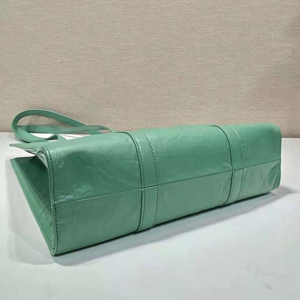 Prada Women Small Antique Nappa Leather Tote-Green - image 7
