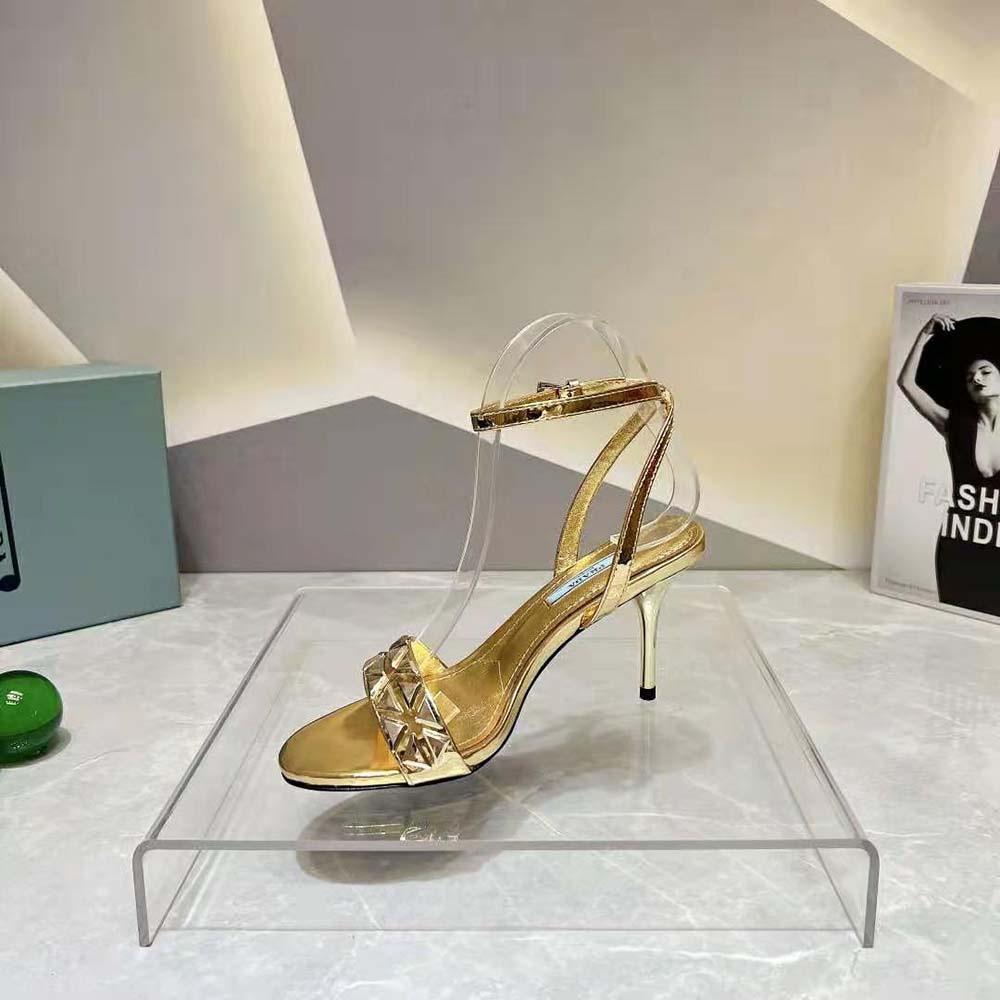 Prada Women Studded Metallic Leather High-Heeled Sandals - image 8