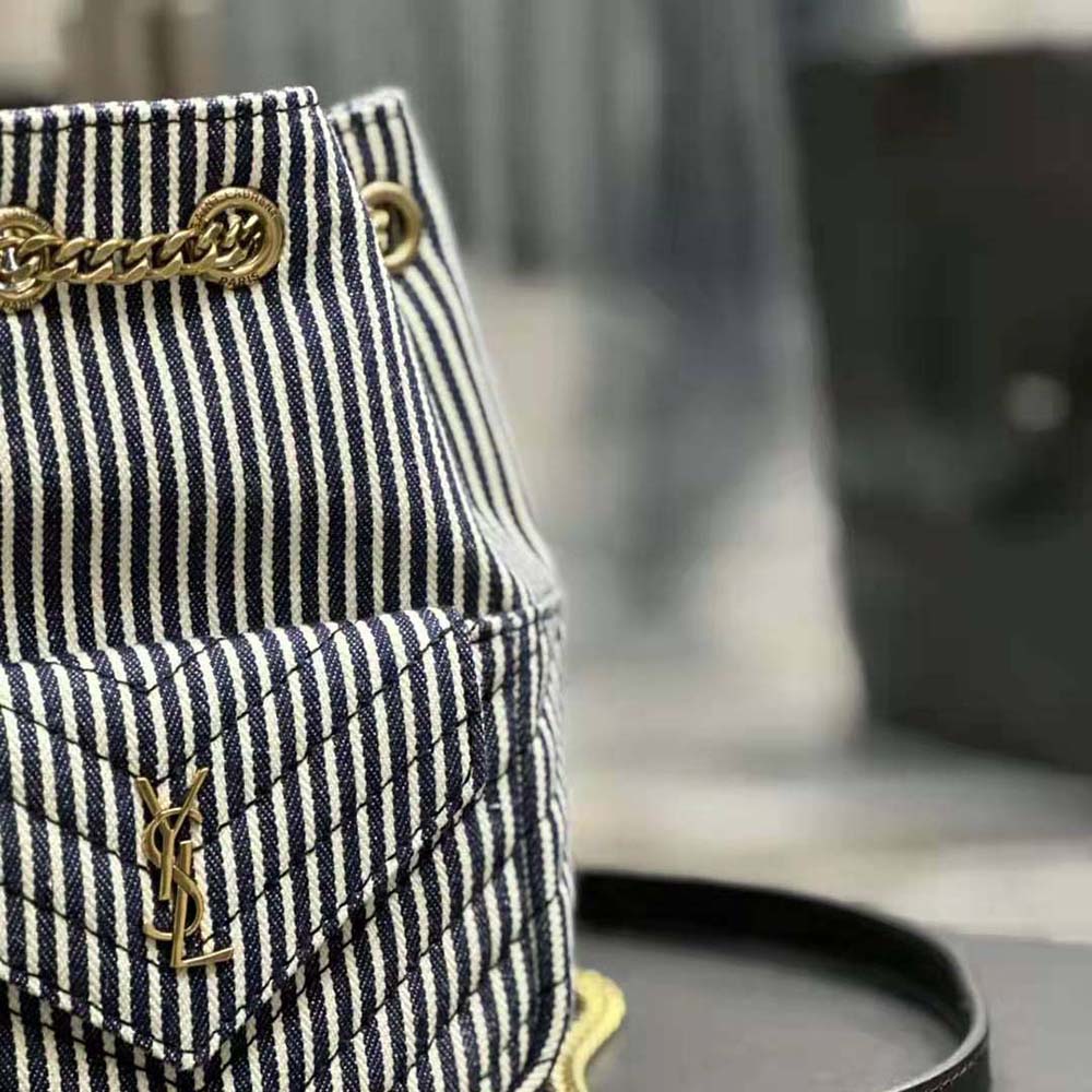 Saint Laurent YSL Women Joe Mini Bucket Bag in Micro Stripped Denim - image 10