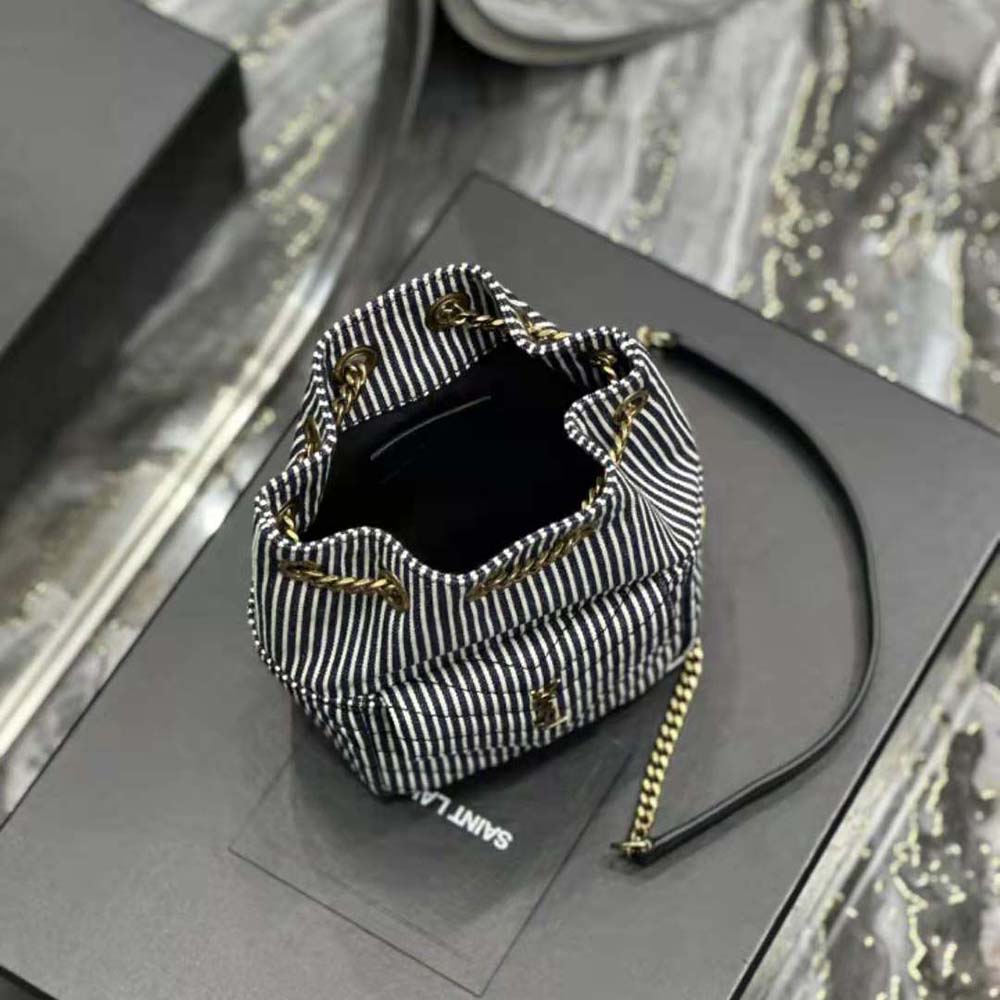 Saint Laurent YSL Women Joe Mini Bucket Bag in Micro Stripped Denim - image 8