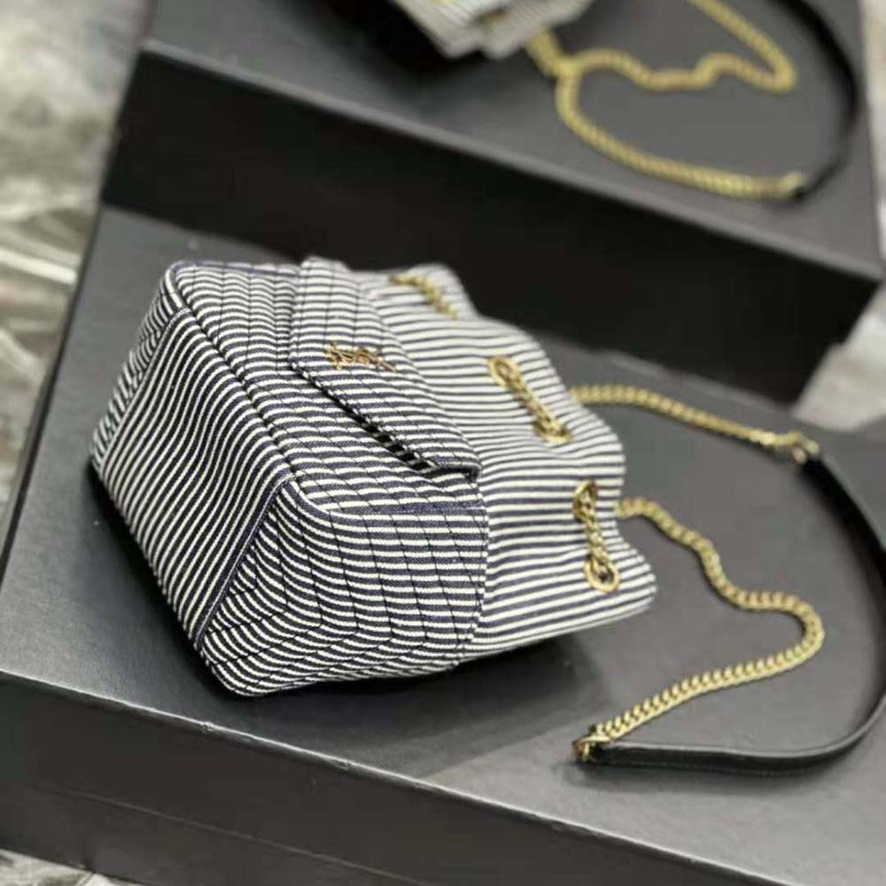 Saint Laurent YSL Women Joe Mini Bucket Bag in Micro Stripped Denim - image 7