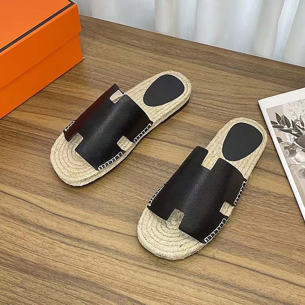 Hermes Unisex Catalya Espadrille in Calfskin with Rope Sole and “H” Cut-out-Black - image 4