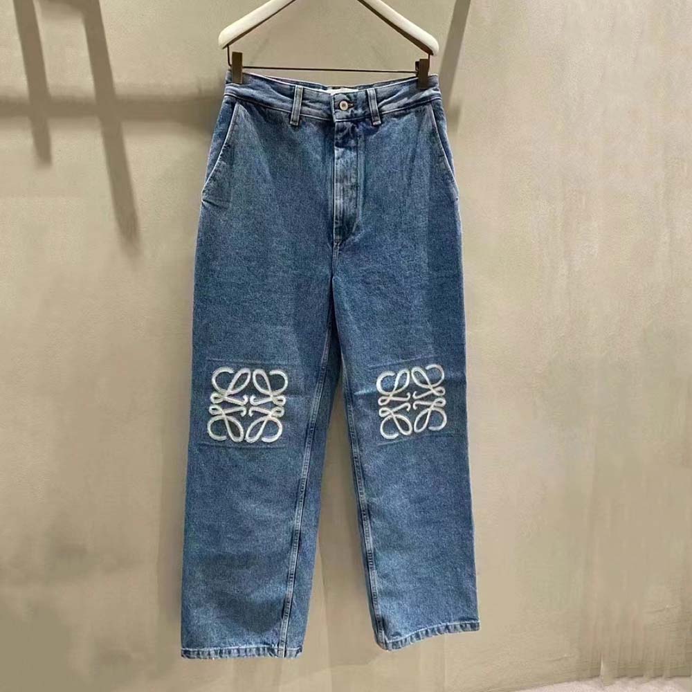 Loewe Women Anagram Cropped Jeans in Denim - image 5