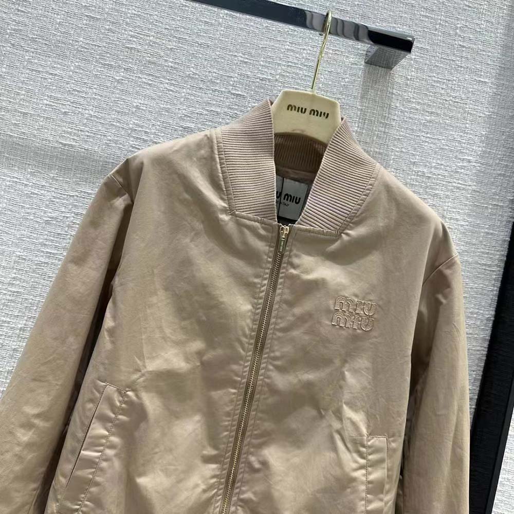 Miu Miu Women Chino Blouson Jacket with Embroidered Logo - image 4