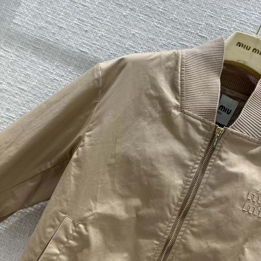 Miu Miu Women Chino Blouson Jacket with Embroidered Logo - image 6