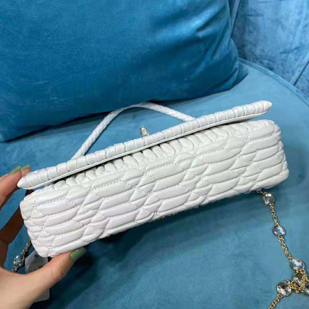 Miu Miu Women Crystal Cloqué Nappa Leather Bag - image 7