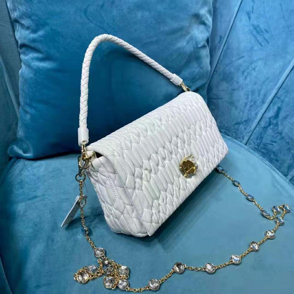 Miu Miu Women Crystal Cloqué Nappa Leather Bag - image 6