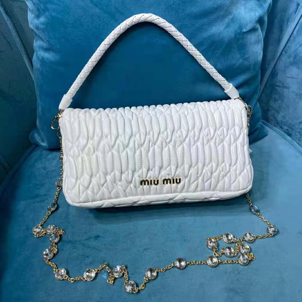 Miu Miu Women Crystal Cloqué Nappa Leather Bag - image 4