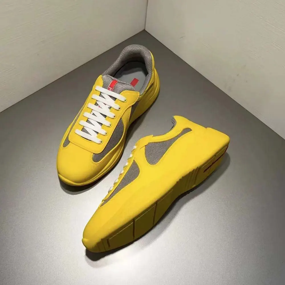 Prada Unisex America’s Cup Soft Rubber and Bike Fabric Sneakers-Yellow - image 4