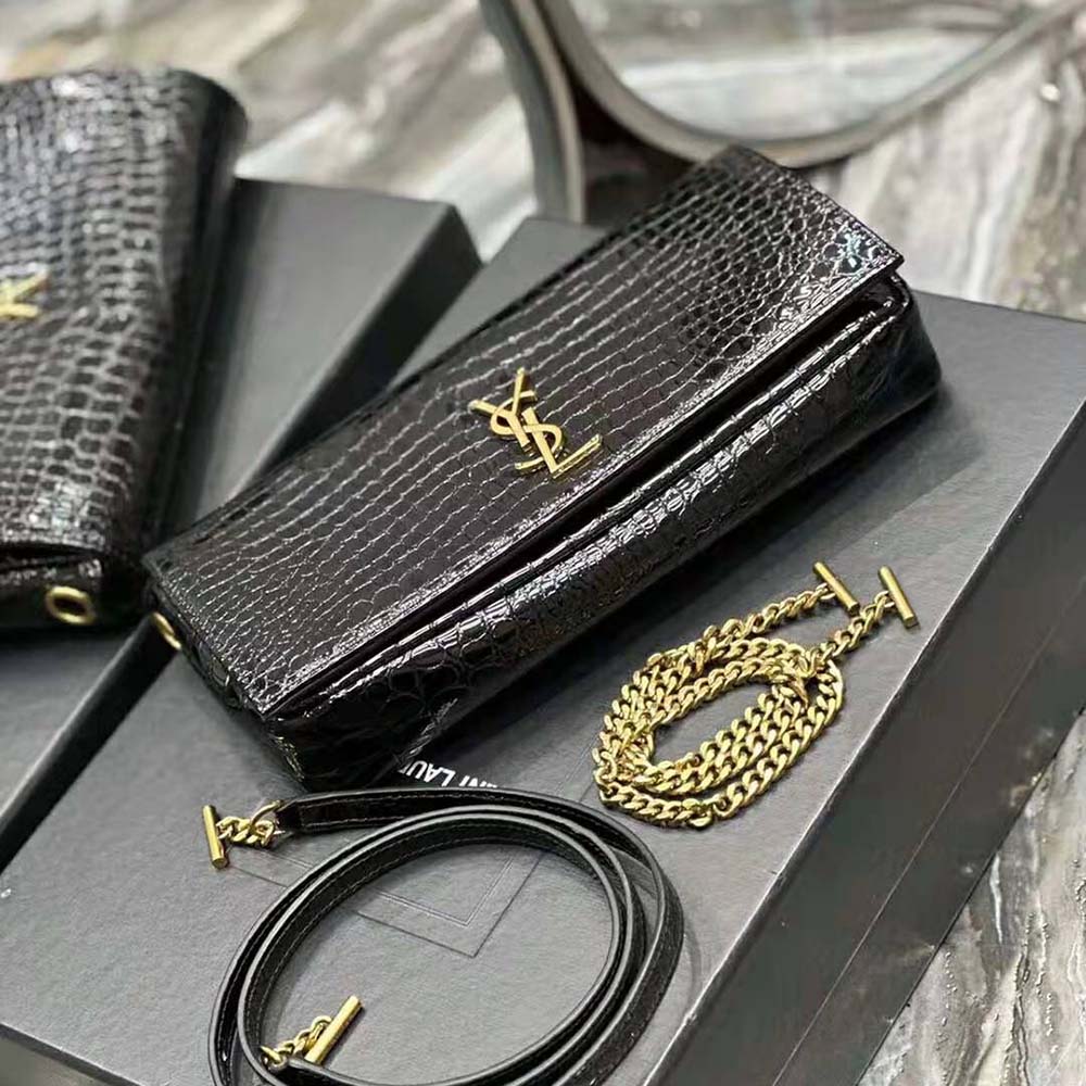 Saint Laurent YSL Women Kate Reversible Chain Bag in Suede and Crocodile-Embossed Leather - image 5