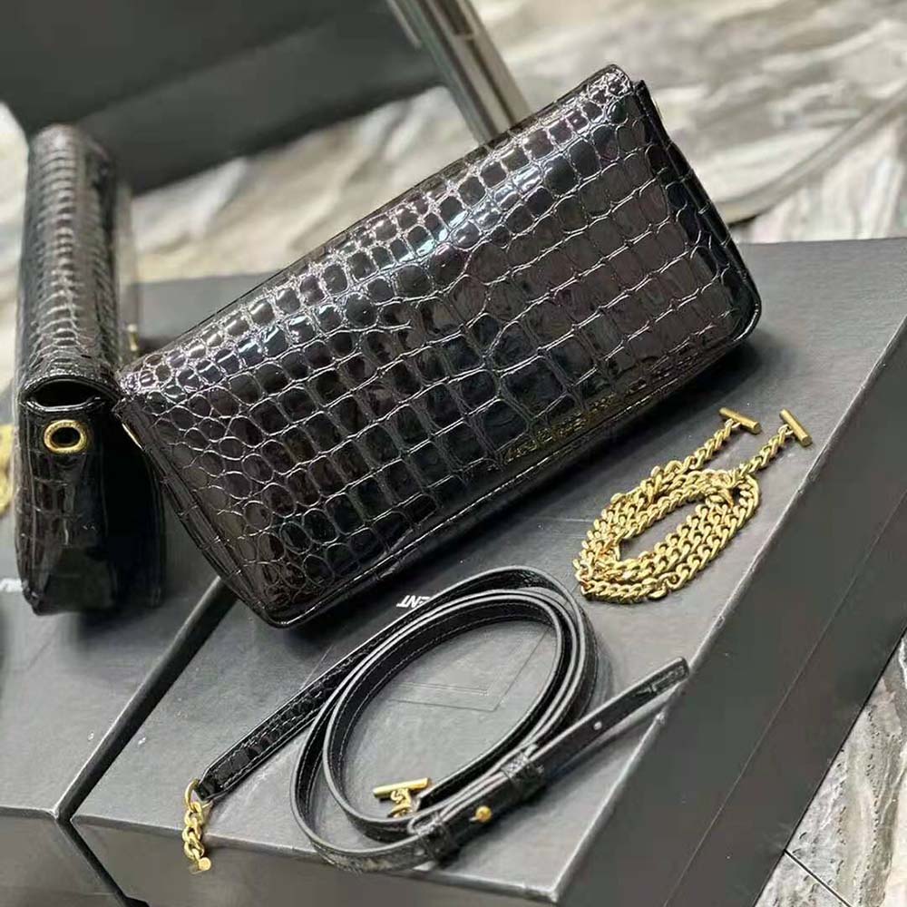 Saint Laurent YSL Women Kate Reversible Chain Bag in Suede and Crocodile-Embossed Leather - image 4