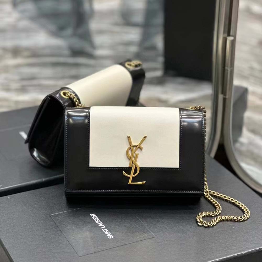 Close-up of gold YSL logo hardware on Saint Laurent YSL Women Small Kate