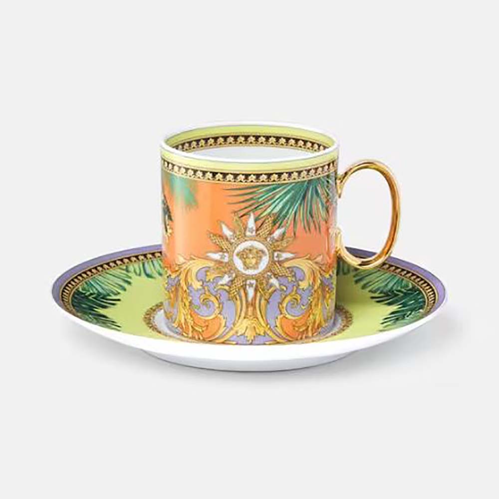 Versace Unisex Jungle Animalier Coffee Set showing cup and saucer front view
