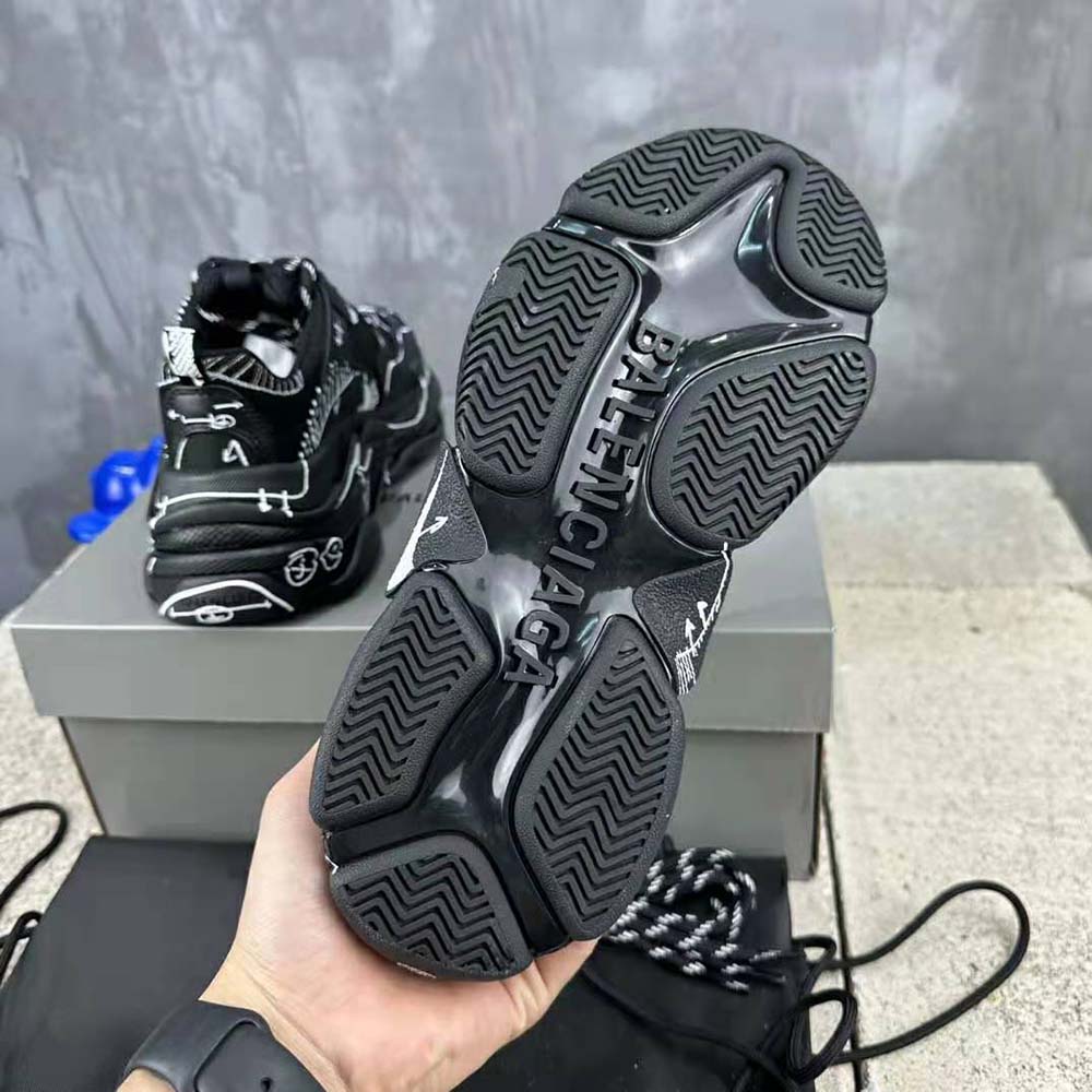 Balenciaga Unisex Triple S Sketch Sneaker in Black and White Double Foam and Mesh - image 10