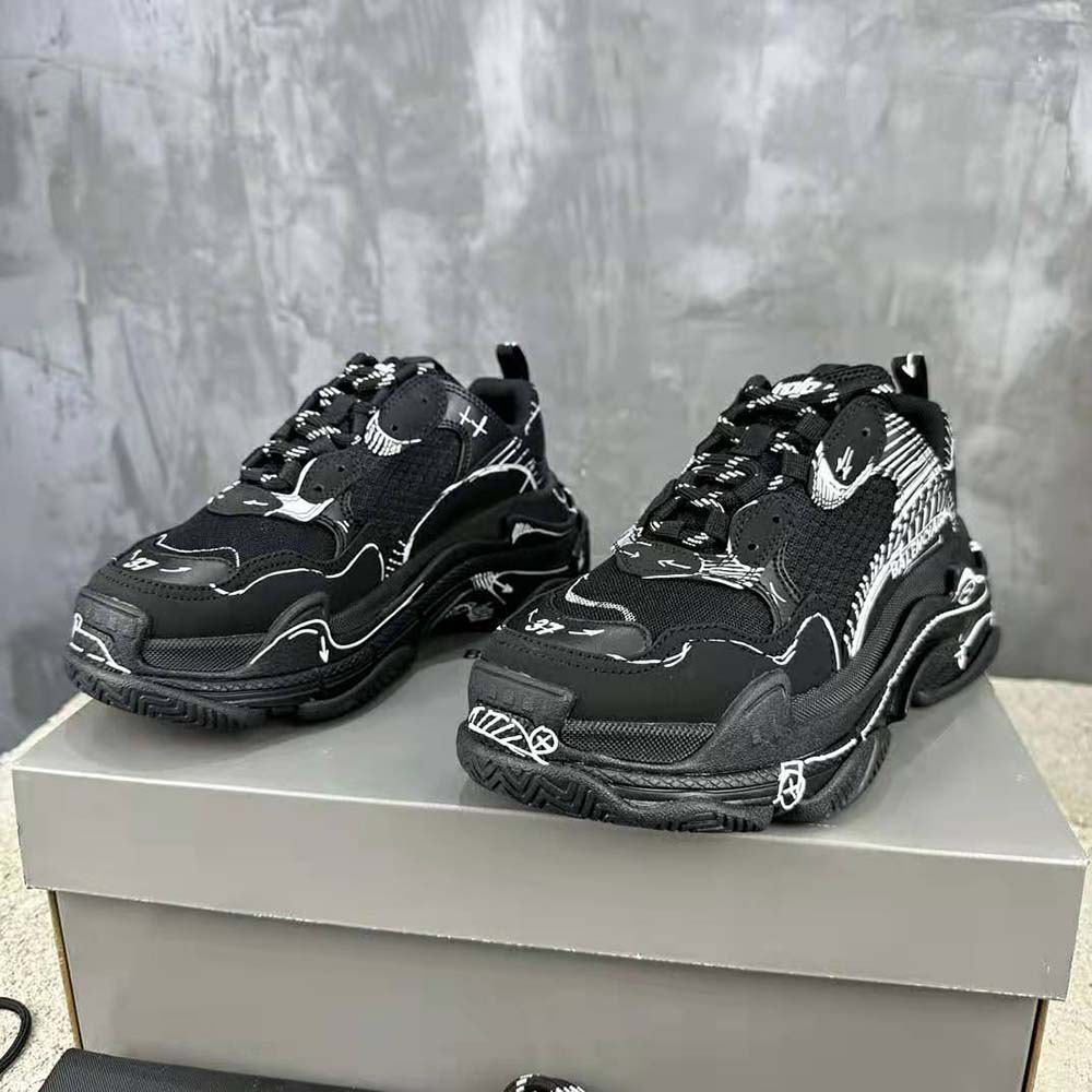 Balenciaga Unisex Triple S Sketch Sneaker in Black and White Double Foam and Mesh - image 4