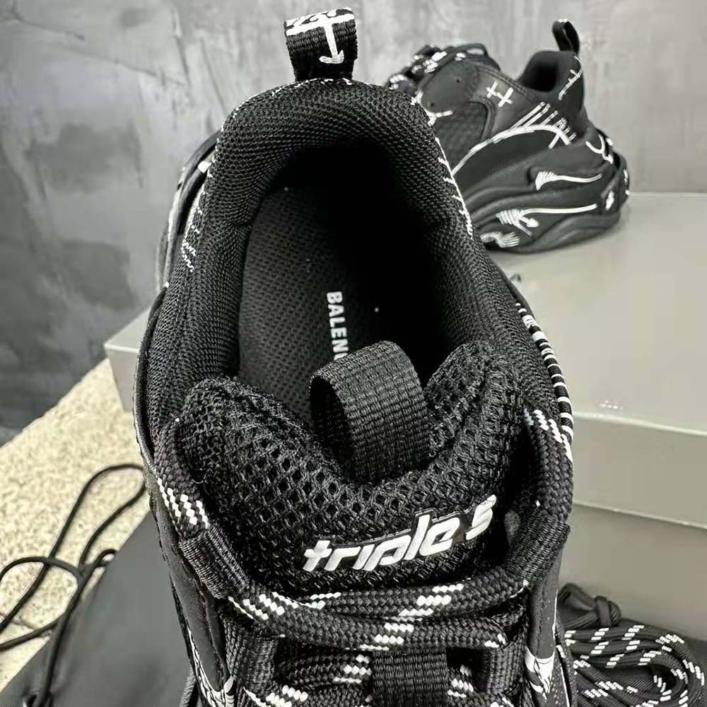 Balenciaga Unisex Triple S Sketch Sneaker in Black and White Double Foam and Mesh - image 9