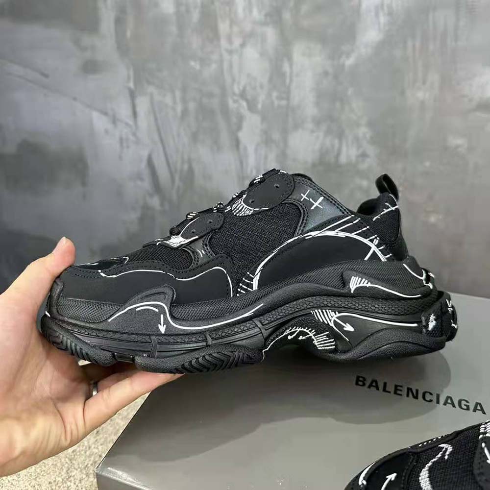 Balenciaga Unisex Triple S Sketch Sneaker in Black and White Double Foam and Mesh - image 5