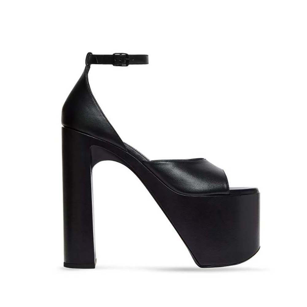 Side profile of Balenciaga Women Camden 160mm Sandal in Black