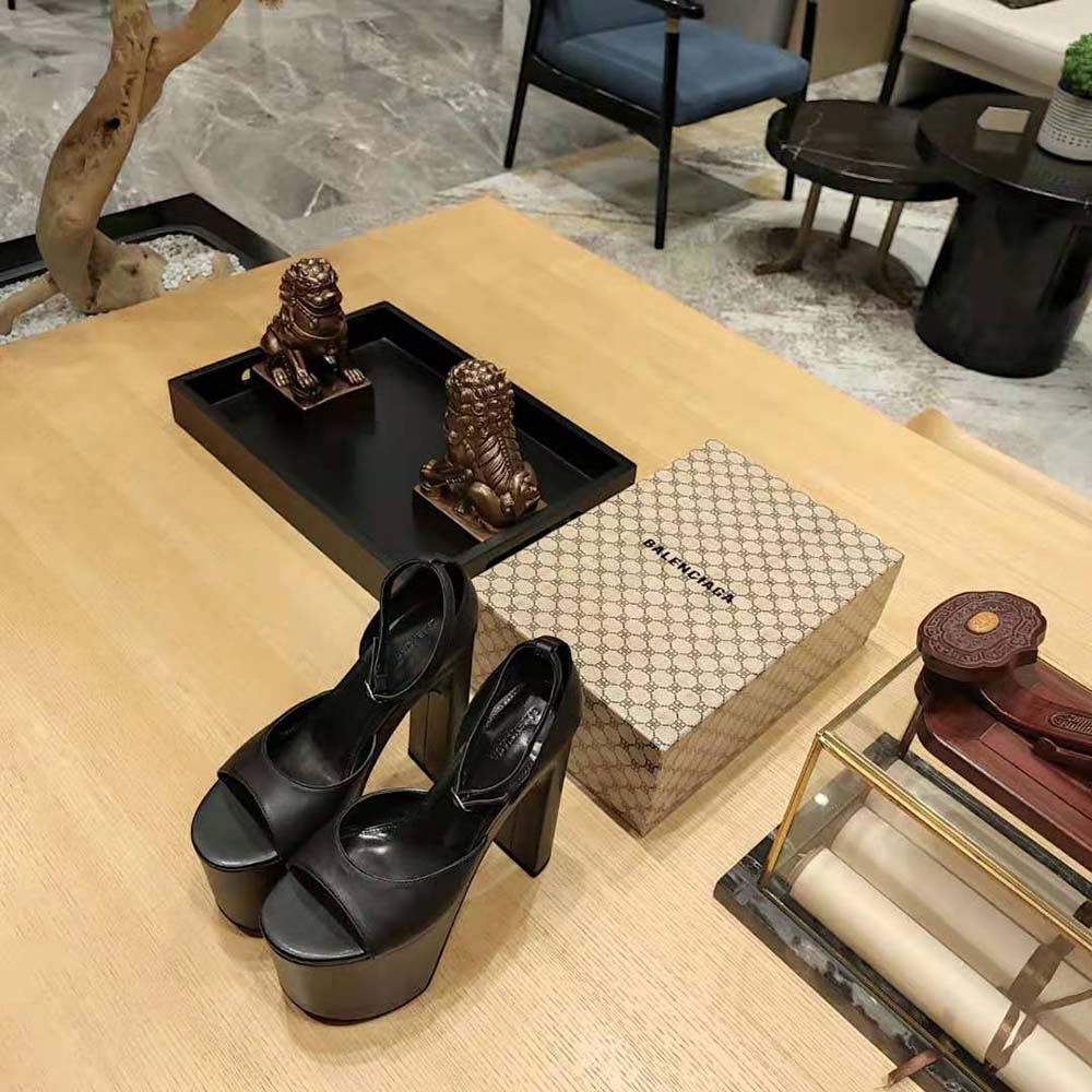 Top view showcasing leather texture on Balenciaga Women Camden 160mm Sandal