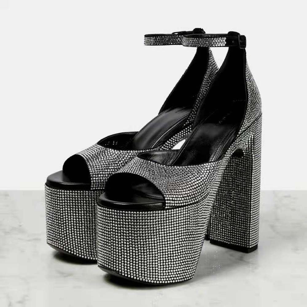 Balenciaga Women Camden 160mm Sandal with Rhinestones in Black - image 4