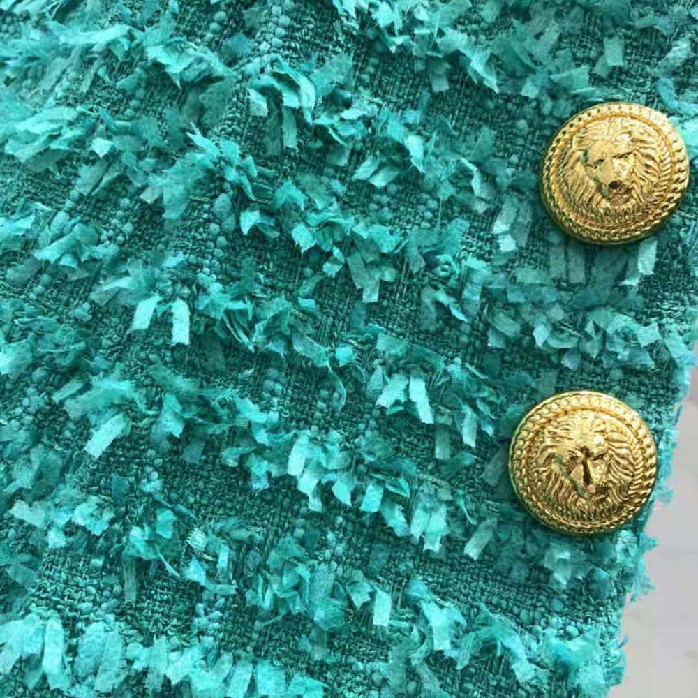 Balmain Women Flared Tweed Shorts-Green - image 9