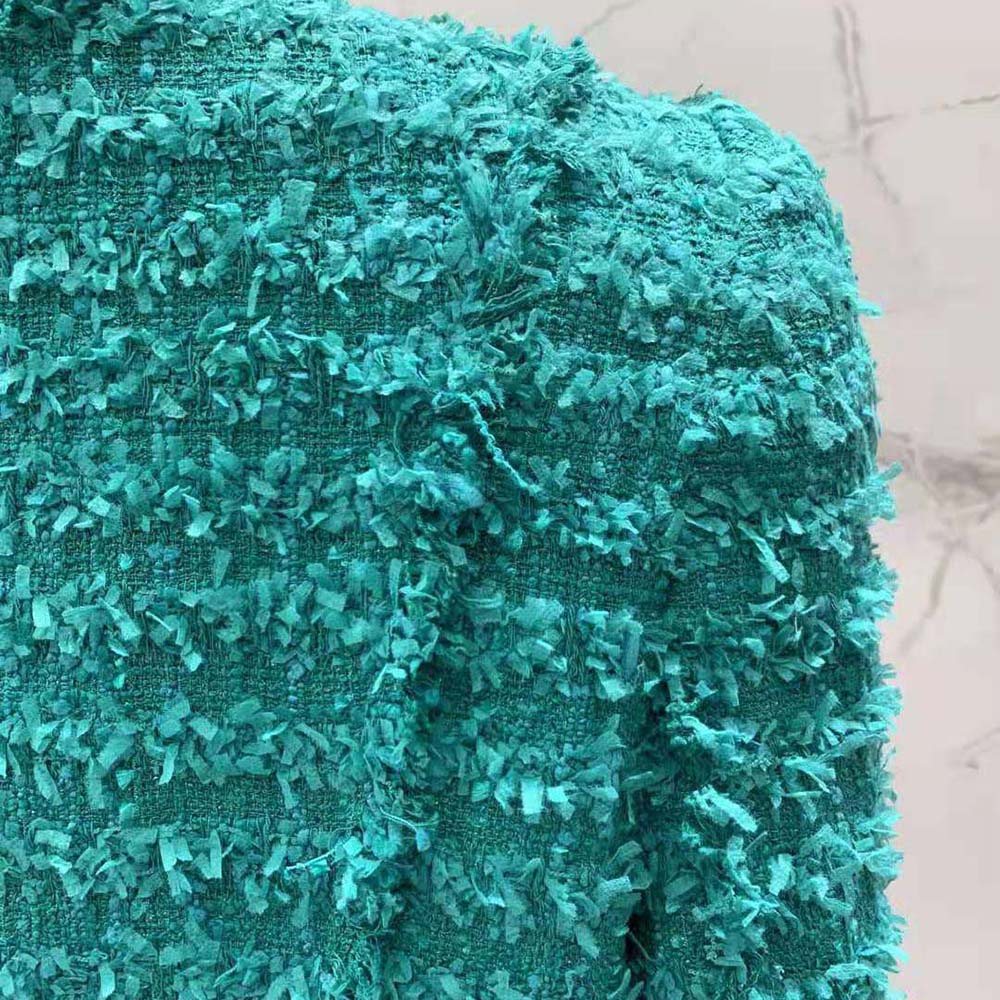 Balmain Women Fringed Tweed Jacket-Green - image 7