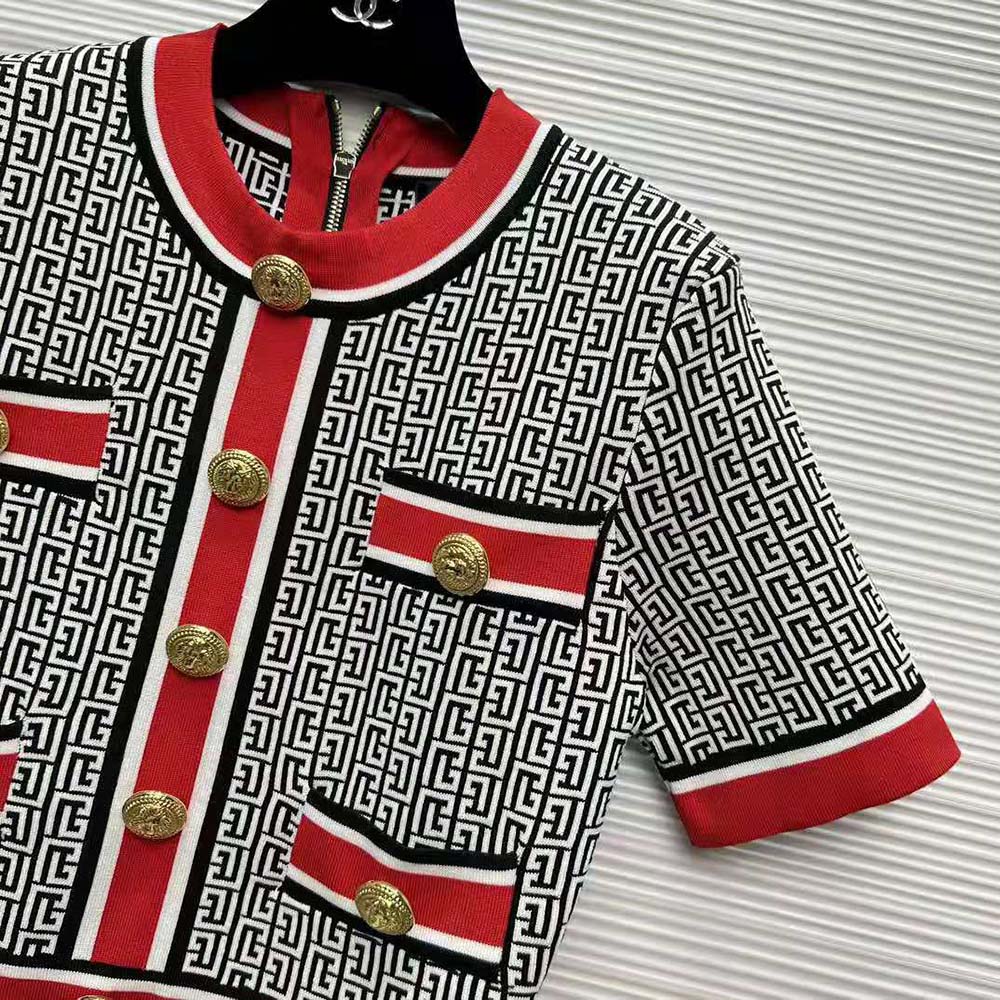 Balmain Women Jacquard Monogrammed Crop Top - image 7