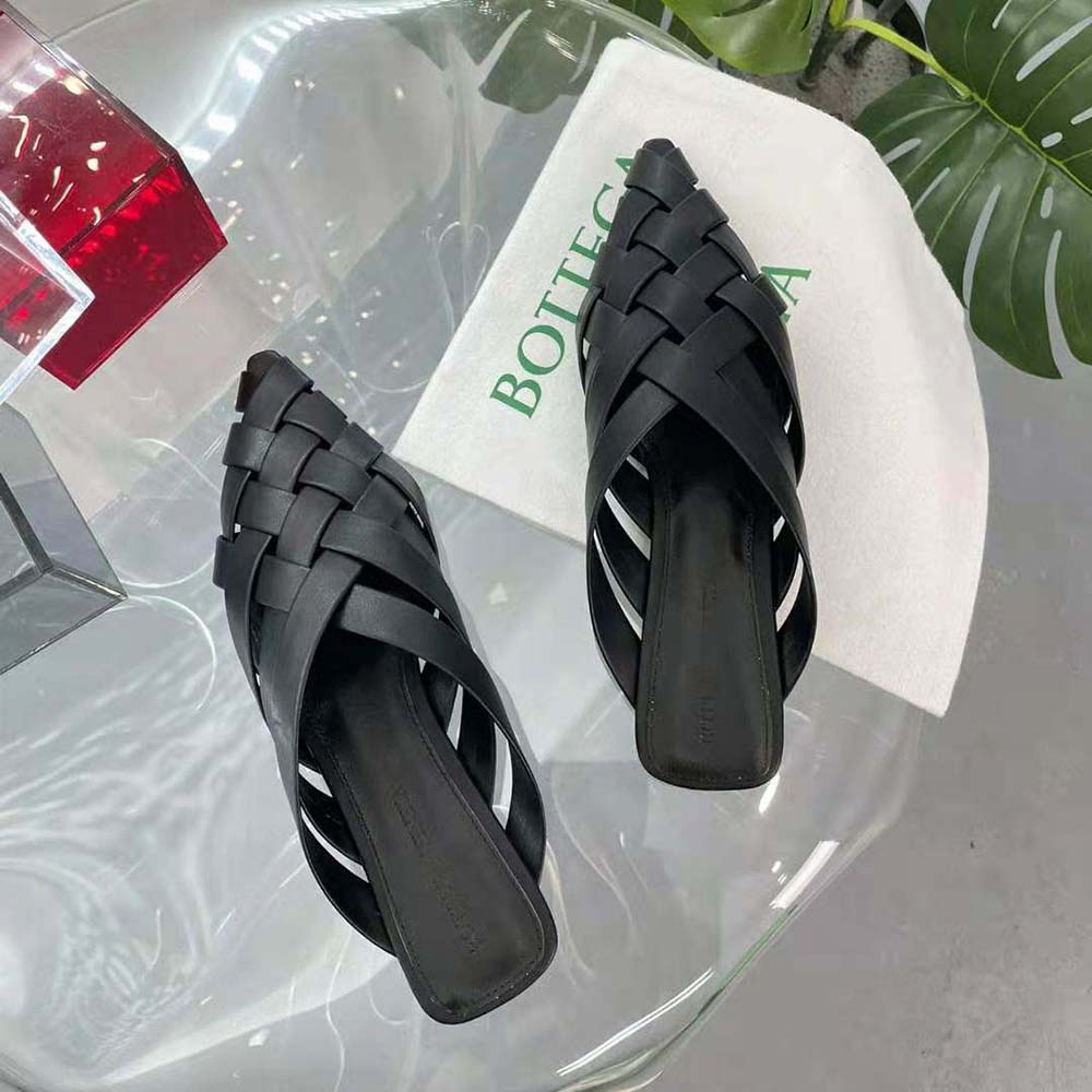 Top view showing open-back design of Bottega Veneta Women Alfie Slipper Black