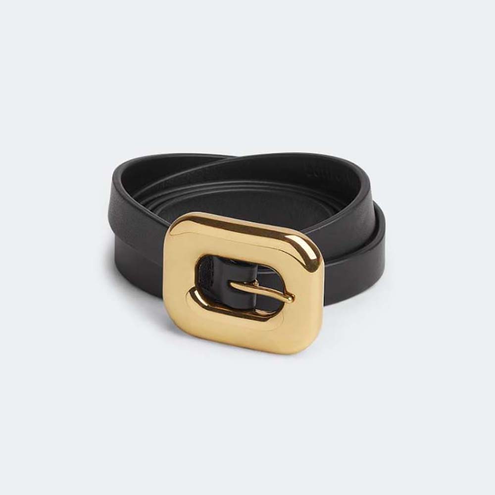 Front view of Bottega Veneta Women Chain Link Belt-Black showing chain detail