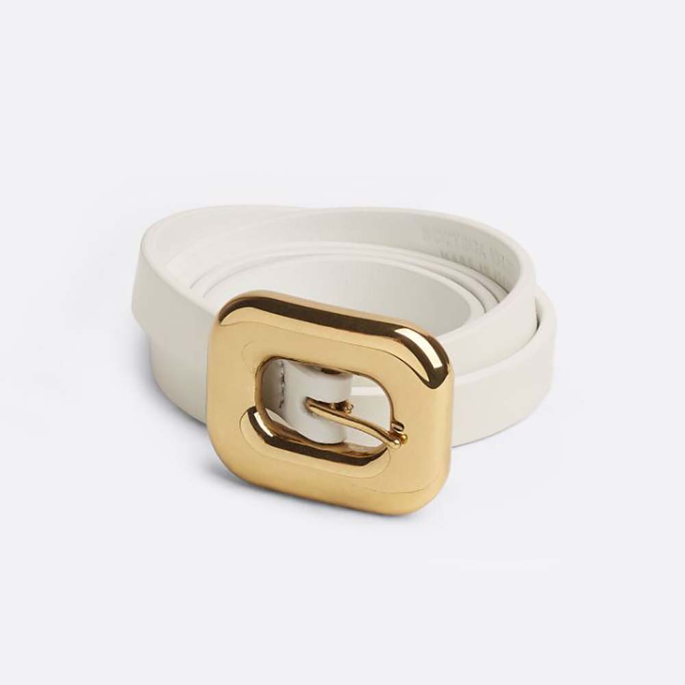 Front view of Bottega Veneta Women Chain Link Belt-White showing chain detail