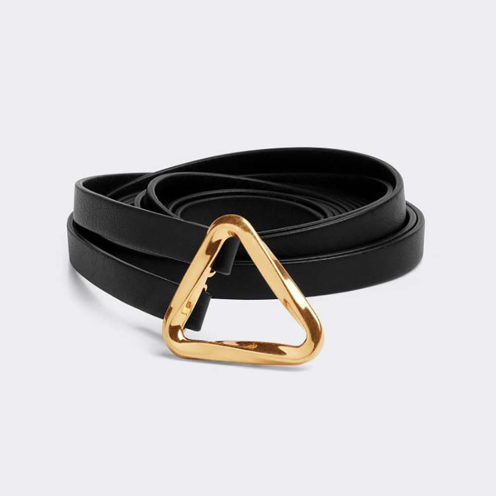 Front view of Bottega Veneta Women Grasp Belt Leather Double Strap-Black