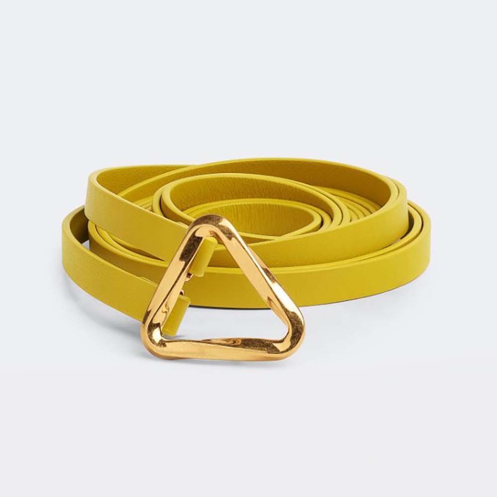 Front view of Bottega Veneta Women Grasp Belt Leather Double Strap-Yellow