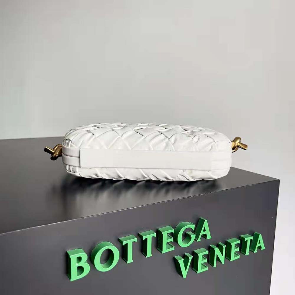 Bottega Veneta Women Knot On Strap Foulard Intreccio Leather Minaudiere with Strap-White - image 6