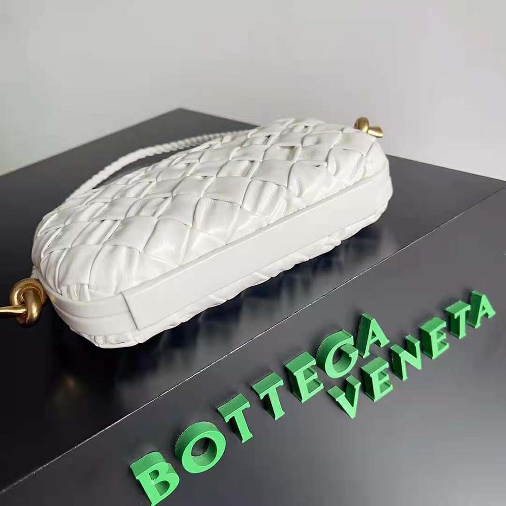 Bottega Veneta Women Knot On Strap Foulard Intreccio Leather Minaudiere with Strap-White - image 5
